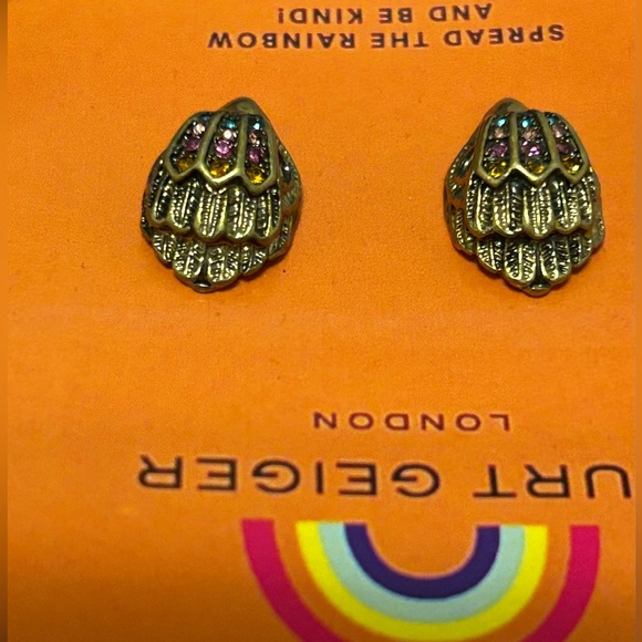 Kurt Geiger NWOT Gold Tone W/Multicolor Earrings with Dust Bag - Picture 3 of 7